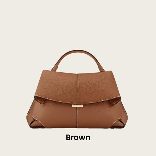 Pleated Genuine Leather Dumpling Crossbody Bag with Lock Closure – 9 Colors