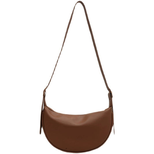 Soft PU Leather Dumpling Crossbody Bag with Detachable Strap & Zipper – 3 Colors