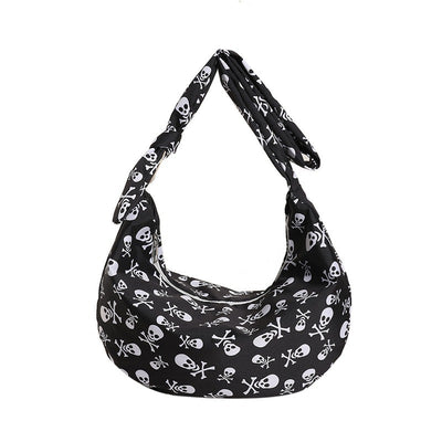 Printed Nylon Crossbody Tote Bag with Phone Pocket & Zipper Closure