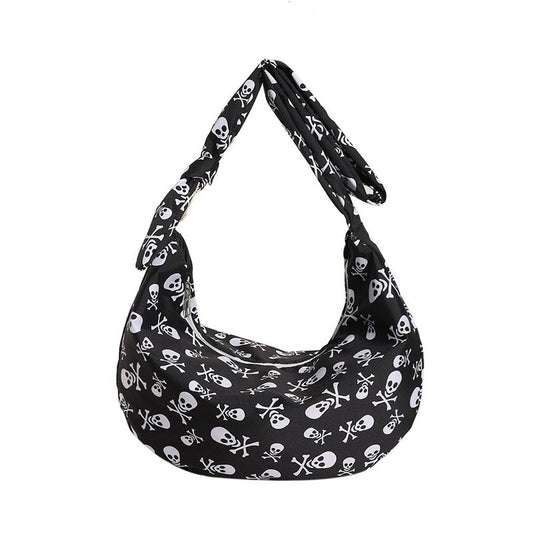Printed Nylon Crossbody Tote Bag with Phone Pocket & Zipper Closure