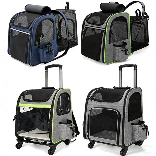 Pet Travel Trolley Bag – Foldable & Expandable Carrier with Wheels