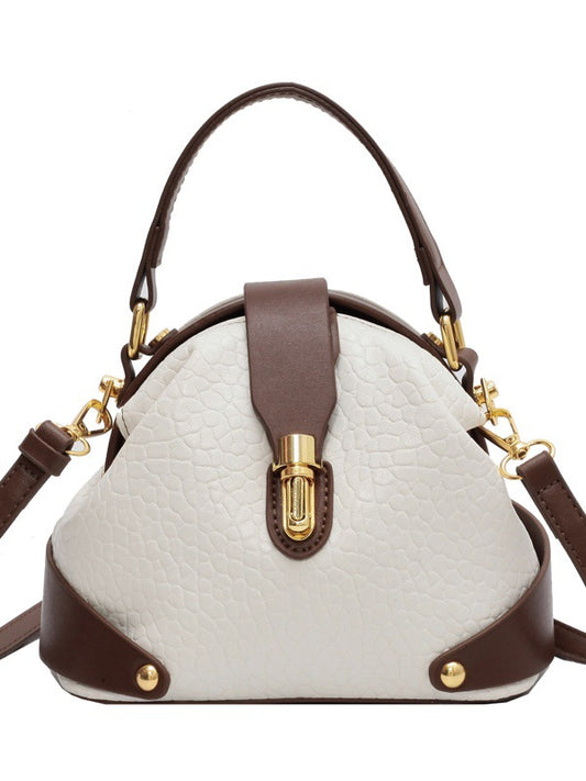 Women's Shell Crossbody Handbag – PU Leather with Lock Closure