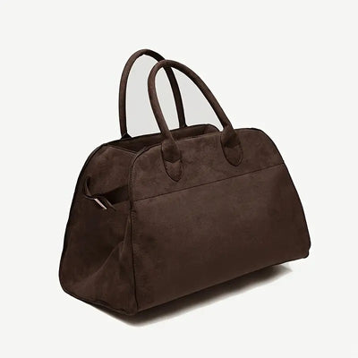 Retro Frosted Plush Tote Bag with Zipper & Secret Pocket – 39x25x27cm
