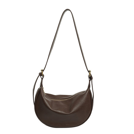 Retro Dumpling Crossbody Bag – Soft PU Leather, Multi-Compartment & Adjustable Strap
