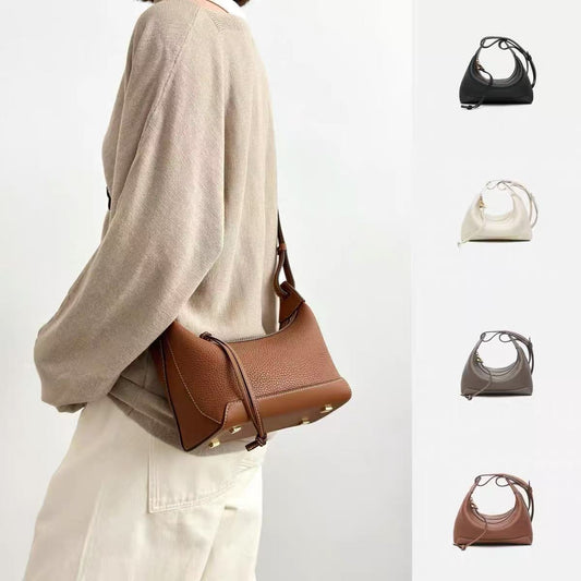 Genuine Leather Dumpling Crossbody Bag – Small Zipper Shoulder Bag for Women
