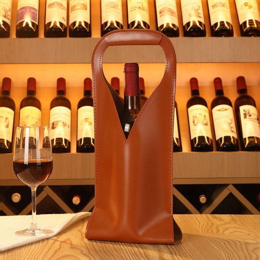 Leather Wine Bottle Gift Bag – Elegant Single Bottle Carrier for Gifting