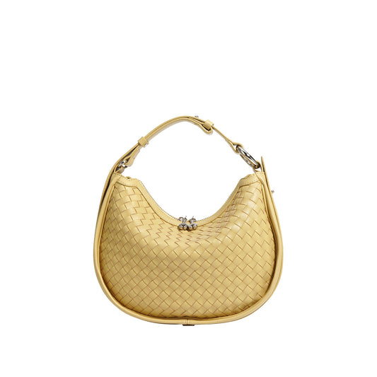 Woven Leather Dumpling Crossbody Handbag with Zipper & ID Pocket – 3 Colors