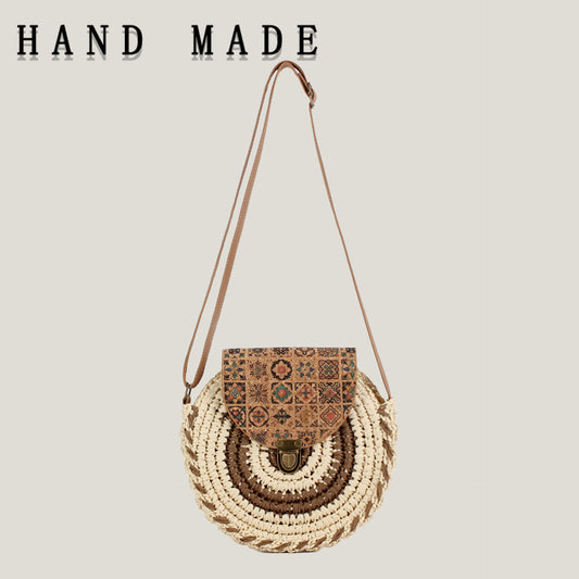 Bohemian Woven Round Crossbody Bag – Paper Rope Shoulder Bag for Women