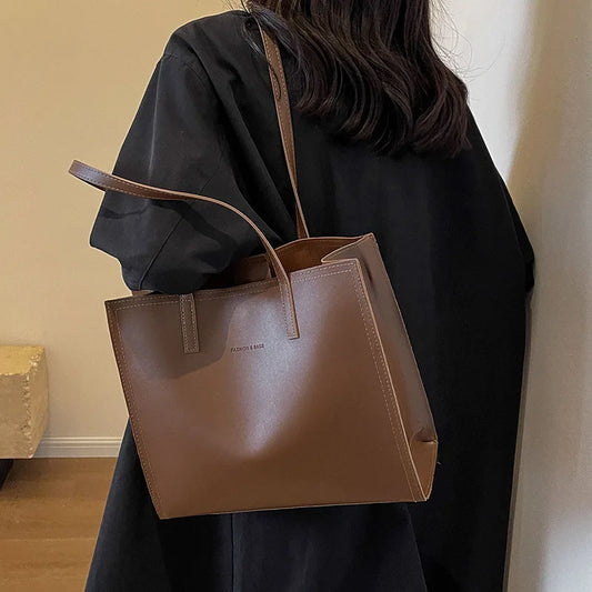Women's Luxury PU Leather Tote Bag – Large Capacity Designer Shoulder Handbag
