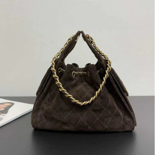 Women's Genuine Sheepskin Leather Bucket Hobo Bag | Y2K Style Large Shoulder Tote Handbag