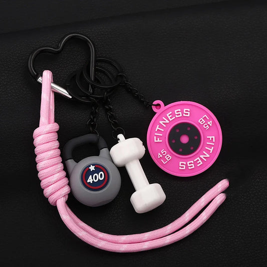 3DMini Dumbbell Fitness Kettle Keychain for Women Men Fashion Bag Pendant Fitness Enthusiast Athlete Bag Car Key Decoration Gift