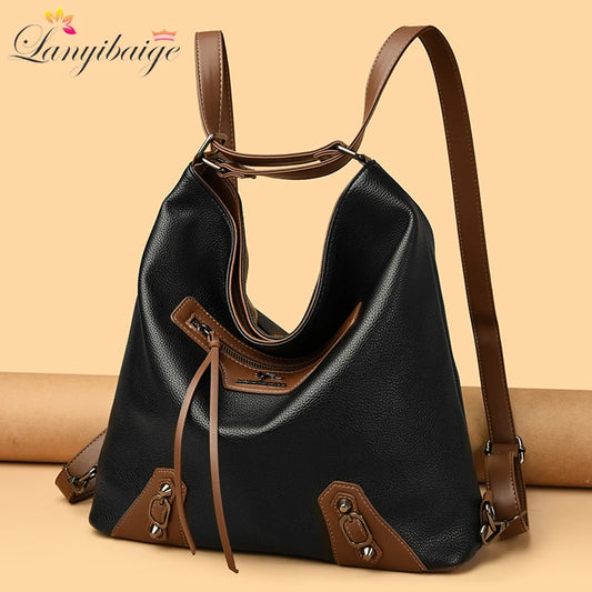 Women's Soft PU Leather Top Handle Bag | Large Capacity Shoulder Crossbody Tote Handbag