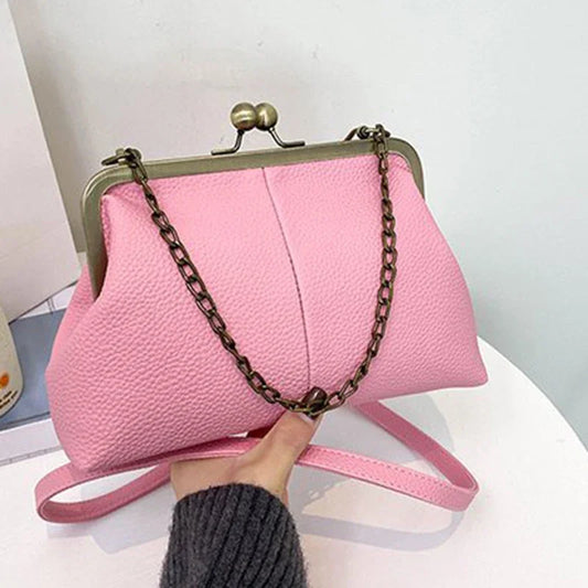 Vintage Lychee Pattern Shell Bag for Women | Crossbody Shoulder Handbag