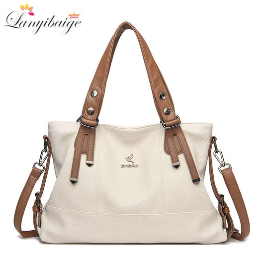 Women's Genuine Cowhide Leather Shoulder Bag | Large Capacity Crossbody Messenger Tote