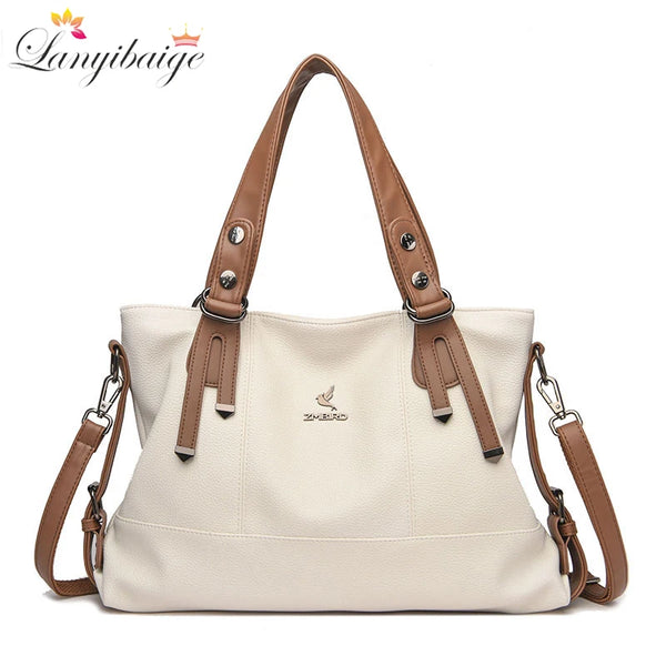 Women's Genuine Cowhide Leather Shoulder Bag | Large Capacity Crossbody Messenger Tote