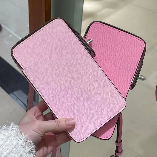 Women's Genuine Cow Leather Small Square Bag | Woven Pattern Clutch Crossbody Shoulder Handbag