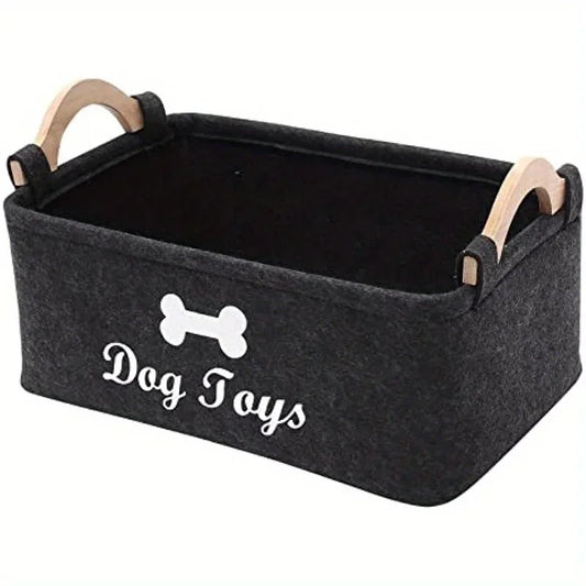 Felt Pet Toy Storage Box – Soft Fleece Organizer Basket for Dog Toys & Accessories
