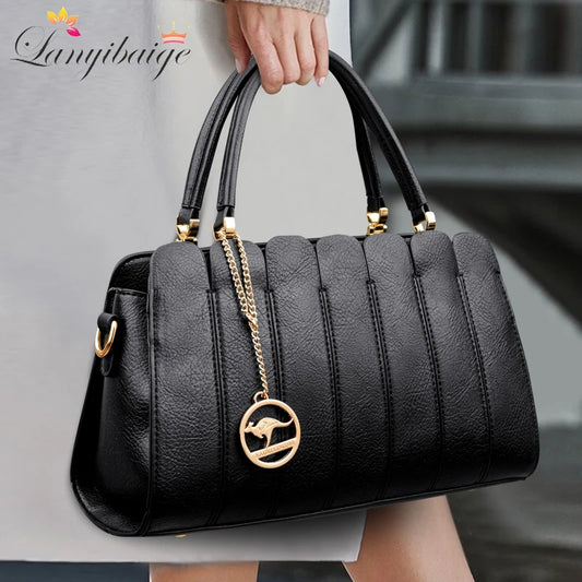 Women's PU Leather Top Handle Tote Bag | Large Capacity Crossbody Shoulder Handbag
