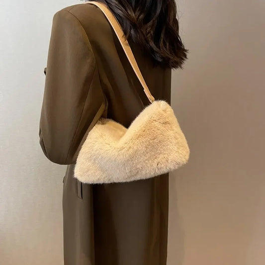 Cute Fluffy Faux Fur Crossbody Shoulder Bag for Women