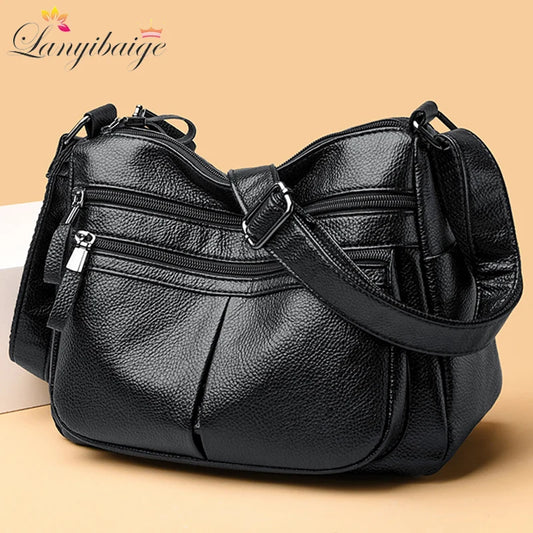 Women's Genuine Leather Crossbody Bag | Soft Casual Tote Shoulder Handbag