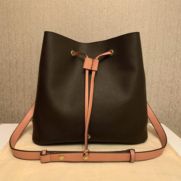 Women's Genuine Leather Bucket Bag | Floral Crossbody Shoulder Purse