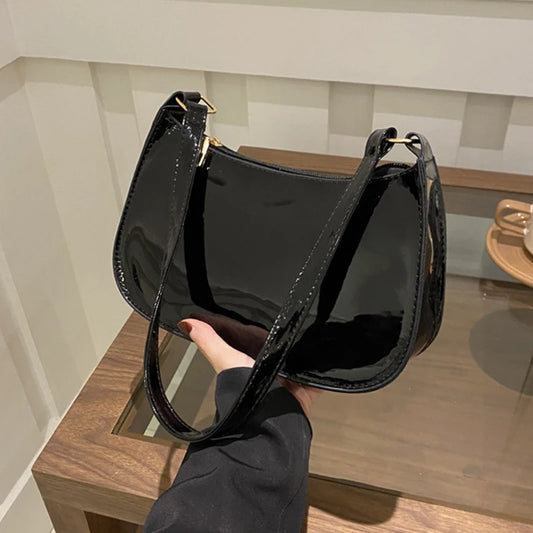 Retro Solid Color PU Leather Shoulder Bag | Casual Hobo Underarm Bag