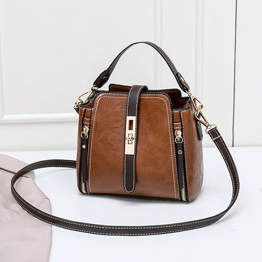 PU Leather Bucket Crossbody Bag for Women | Small Zipper Phone Purse