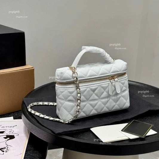 Caviar Leather Matelasse Chain Crossbody Bag for Women | Luxury Shoulder Purse