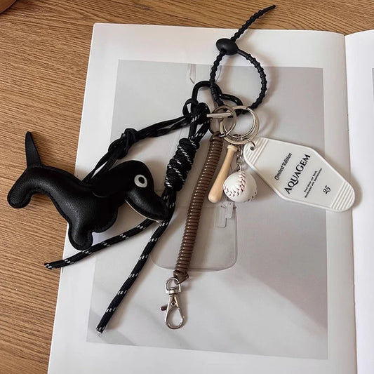 Braided Rope Dachshund Keychain Pendant | Bag & Phone Charm Accessory