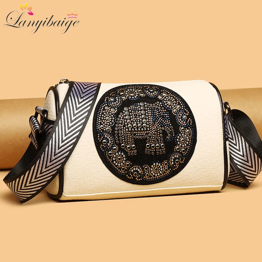 Women's PU Leather Barrel Bag | Compact Shoulder & Crossbody Messenger Handbag