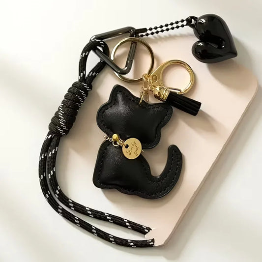 Cute Lucky Cat Leather Keychain | Bag Charm Hanging Ornament