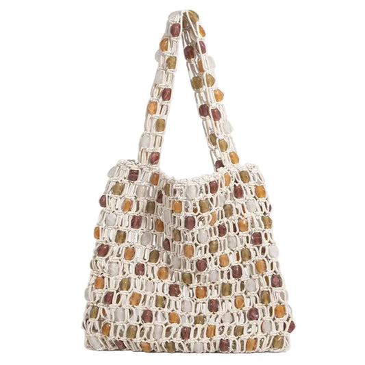 ALBA Bags | Women Beaded Bag Summer Design Hollow-out Woven Bead Tote