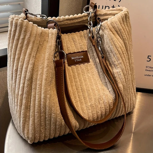 ALBA Bags | Stylish Corduroy Tote Bag for Women, Large Capacity Plush