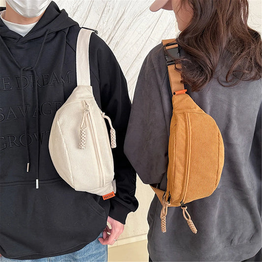 Corduroy Fanny Pack & Waist Bag for Women | Casual Belt Bag Crossbody Chest Purse