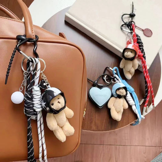 Heart Shaped Leather Plush Key Pendant | Couple Bag Charm Gift