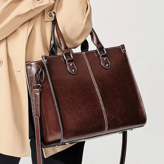 Genuine Leather Crossbody Shoulder Tote Bag for Women