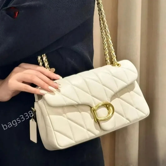 Women's Genuine Cow Leather Quilted Chain Bag | Square Flap Shoulder Crossbody Envelope Handbag