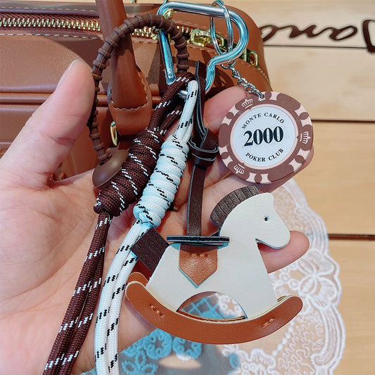 Braided Rope Leather Trojan Bag Charm | DIY Keychain Pendant Accessory