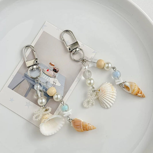 Handbag Charm Pendant | Shell, Sea Star & Bow Key Ring Accessory