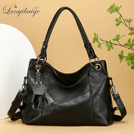 Women's Soft PU Leather Shoulder Bag | Retro Large Capacity Casual Tote Handbag