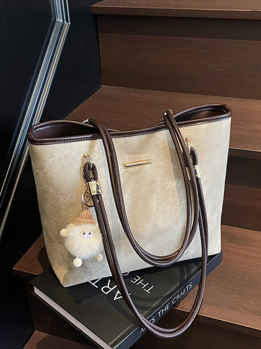 Large Capacity Commuter Tote Bag – Elegant Synthetic Leather Shoulder Bag