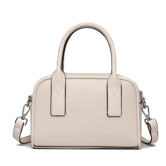 Genuine Leather Small Square Crossbody Bag with Multi-Pocket Interior