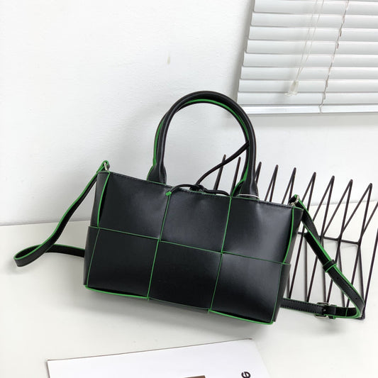 Woven Leather Tote Bag – Multi-Size Crossbody with Zipper