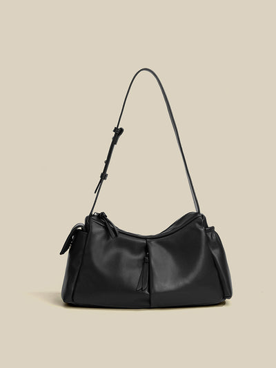 Minimalist PU Leather Crossbody Shoulder Bag with Zipper & Phone Pocket