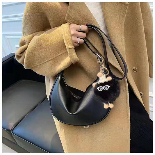 Dumpling Shoulder Bag with Detachable Strap – Soft PU Leather Crossbody Handbag