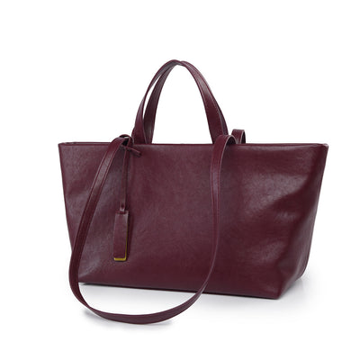 PU Leather Commuter Shoulder Tote Bag with Magnetic Closure & Multi-Pocket Interior