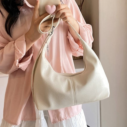 Shiny Metallic Dumpling Shoulder Bag for Women – Large PU Leather Crossbody Handbag with Zipper