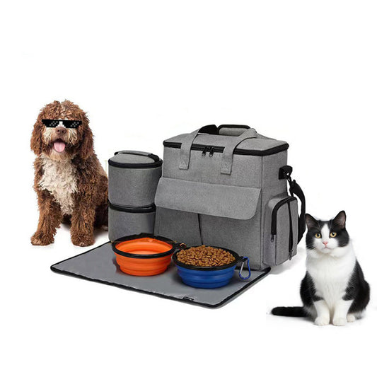Pet Food Travel Backpack with Storage Bag Set