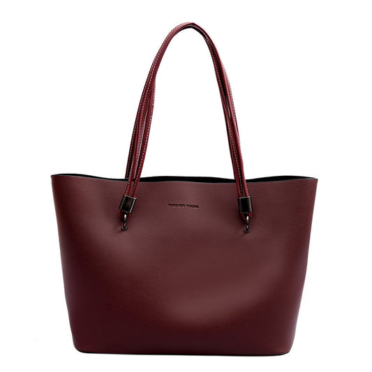 Large PU Leather Tote Bag for Women – Spacious Shoulder Bag with Zipper Pockets